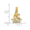 14K Textured Mini Double Dolphins and Waves Charm