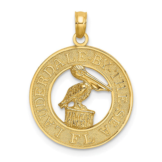 14K LAUDERDALE-BY-THE-SEA FL with Pelican Charm