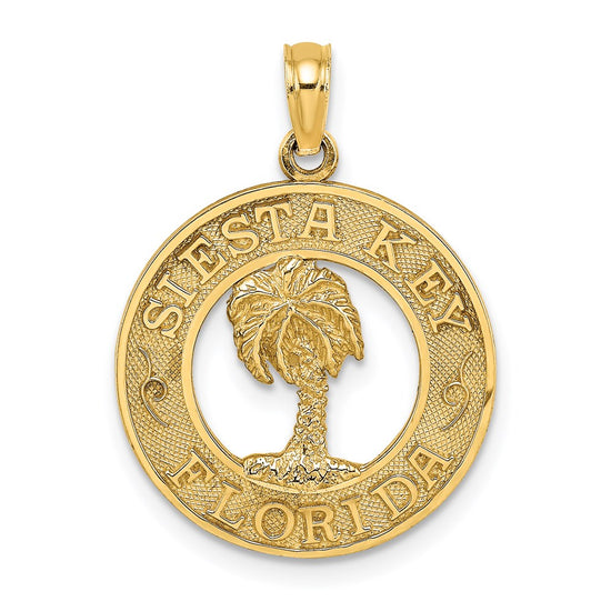 14K SIESTA KEY FLORIDA with Palm Tree Circle Charm