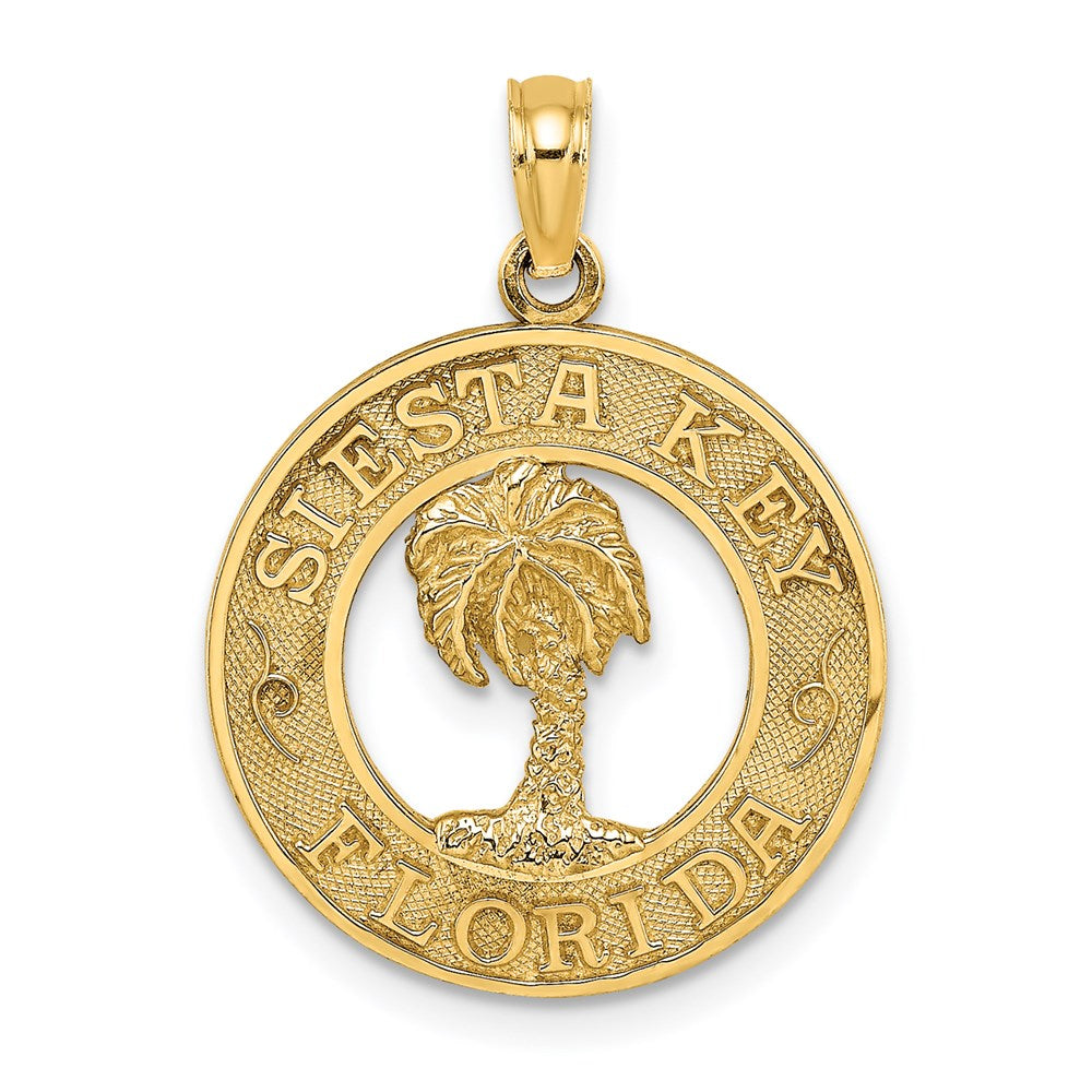 14K SIESTA KEY FLORIDA with Palm Tree Circle Charm