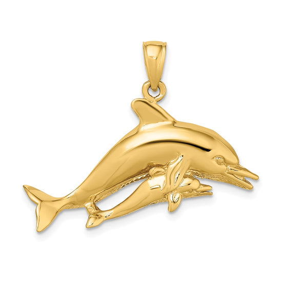 Gold Polished Dolphin Pendants