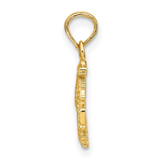 14K Textured Mini Seahorse and Coral Charm