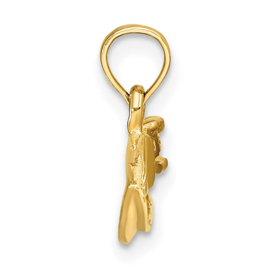 14K 2-D Textured Speed Boat Charm