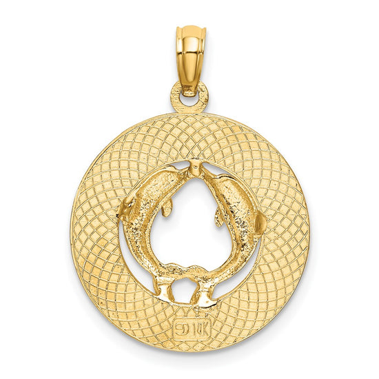 14K TURKS AND CAICOS with Dolphins Circle Charm