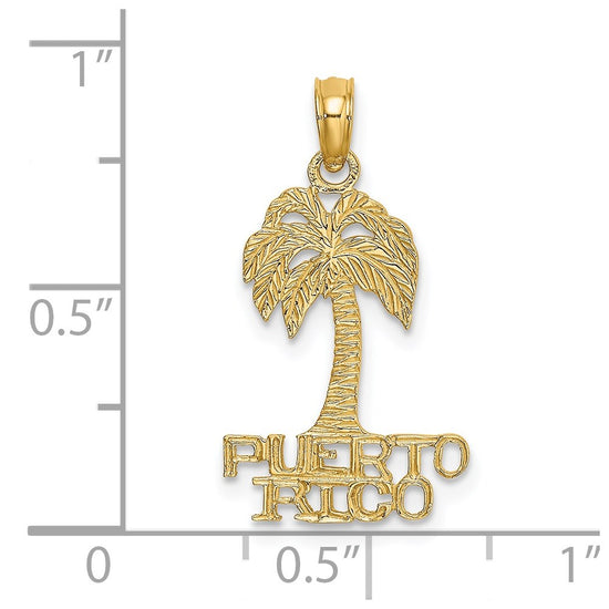 14K Flat PUERTO RICO Under Palm Tree Charm
