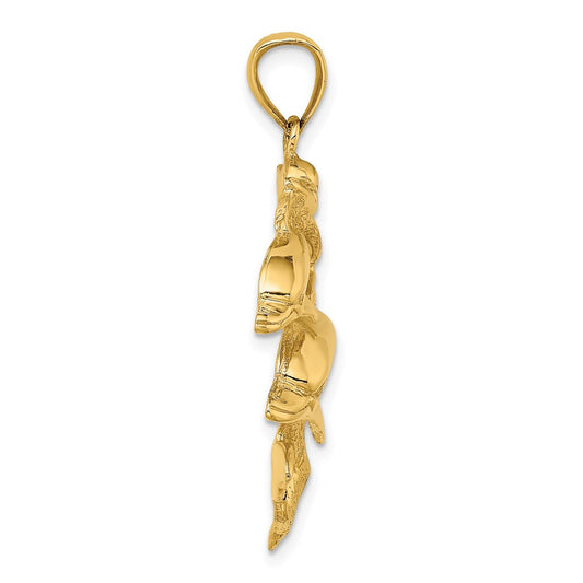 14K Large 2-D Three Dolphins Charm