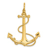 14K 3-D Large Anchor with Rope Charm