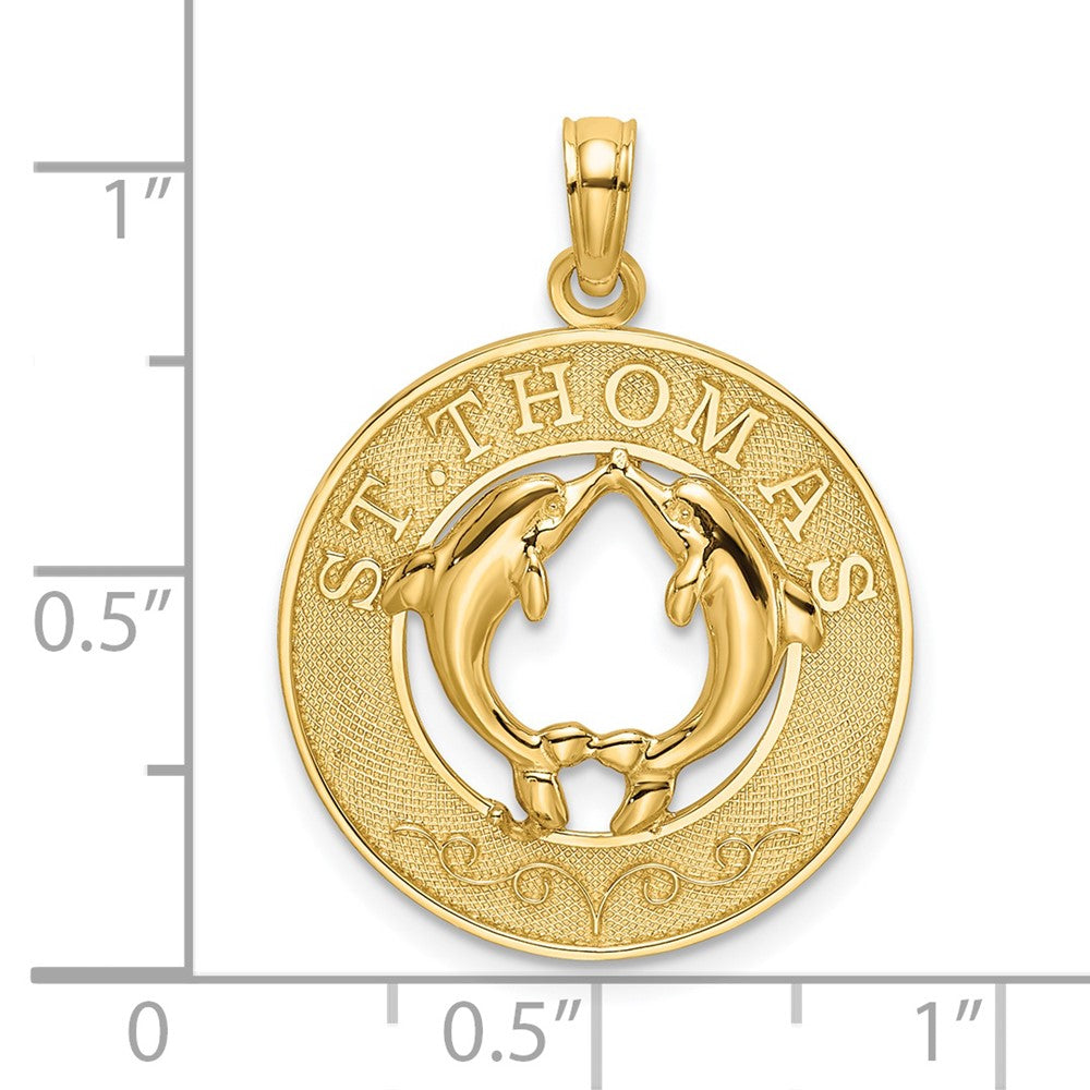 14K ST. THOMAS with Dolphins Round Charm