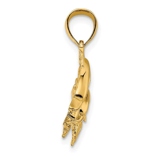 14K Polished Four Dolphins Swimming Charm