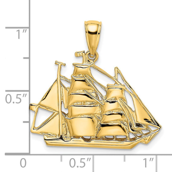 14K 2-D Polished Sailing Ship Charm