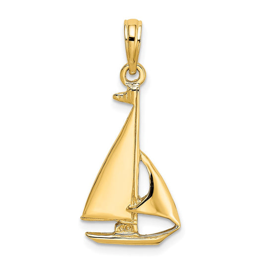Gold Polished Sailboat Pendant
