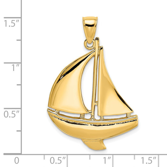14K 2-D Polished Sailboat Charm