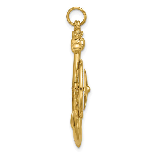 Gold Polished Anchor and Compass Pendants