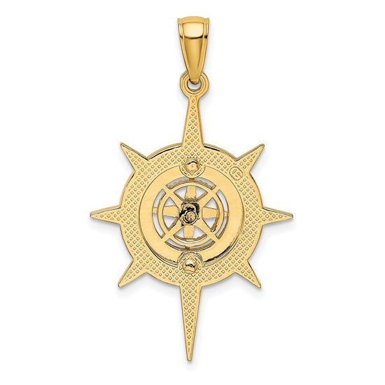 14K Star Frame with Nautical Compass Center Charm