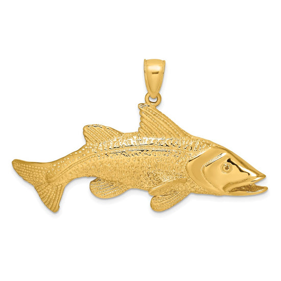 14K Large 2-D Textured Snook Red Fish Charm