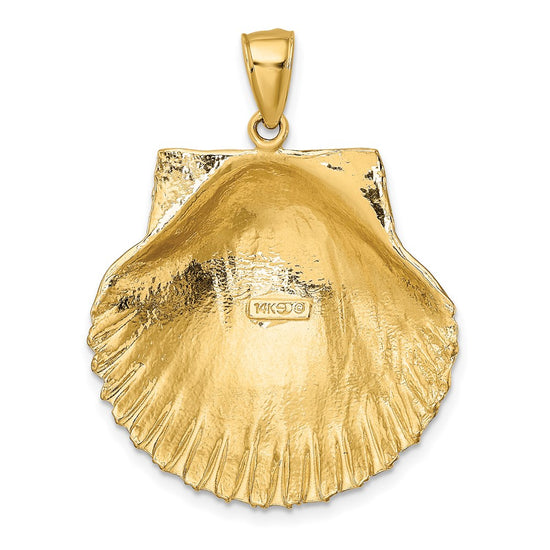 14K Large 3-D Textured Scallop Shell Charm