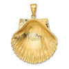 14K Large 3-D Textured Scallop Shell Charm