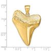 14K Large Solid Polished 3-D Shark Tooth Pendant