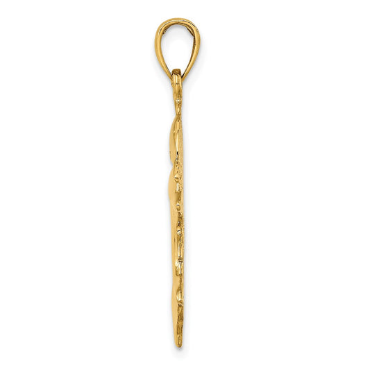 14K 2-D Polished Double Dolphins Charm