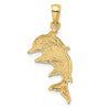 14K 2-D Polished Double Dolphins Charm