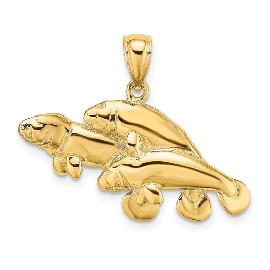 Gold Polished Manatee Pendants