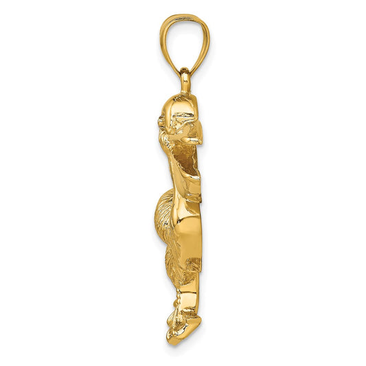 14K Large Textured Pelican Charm
