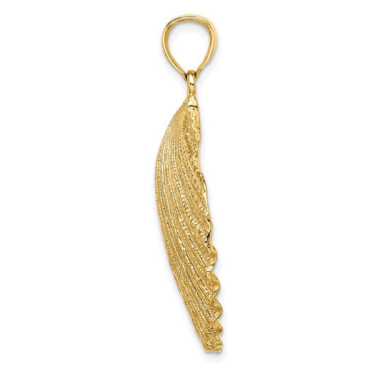 14K Large Textured Scallop Shell Charm