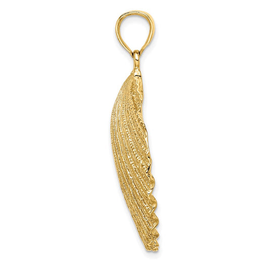 14K Large Textured Scallop Shell Charm