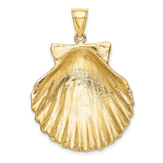 14K Large Textured Scallop Shell Charm