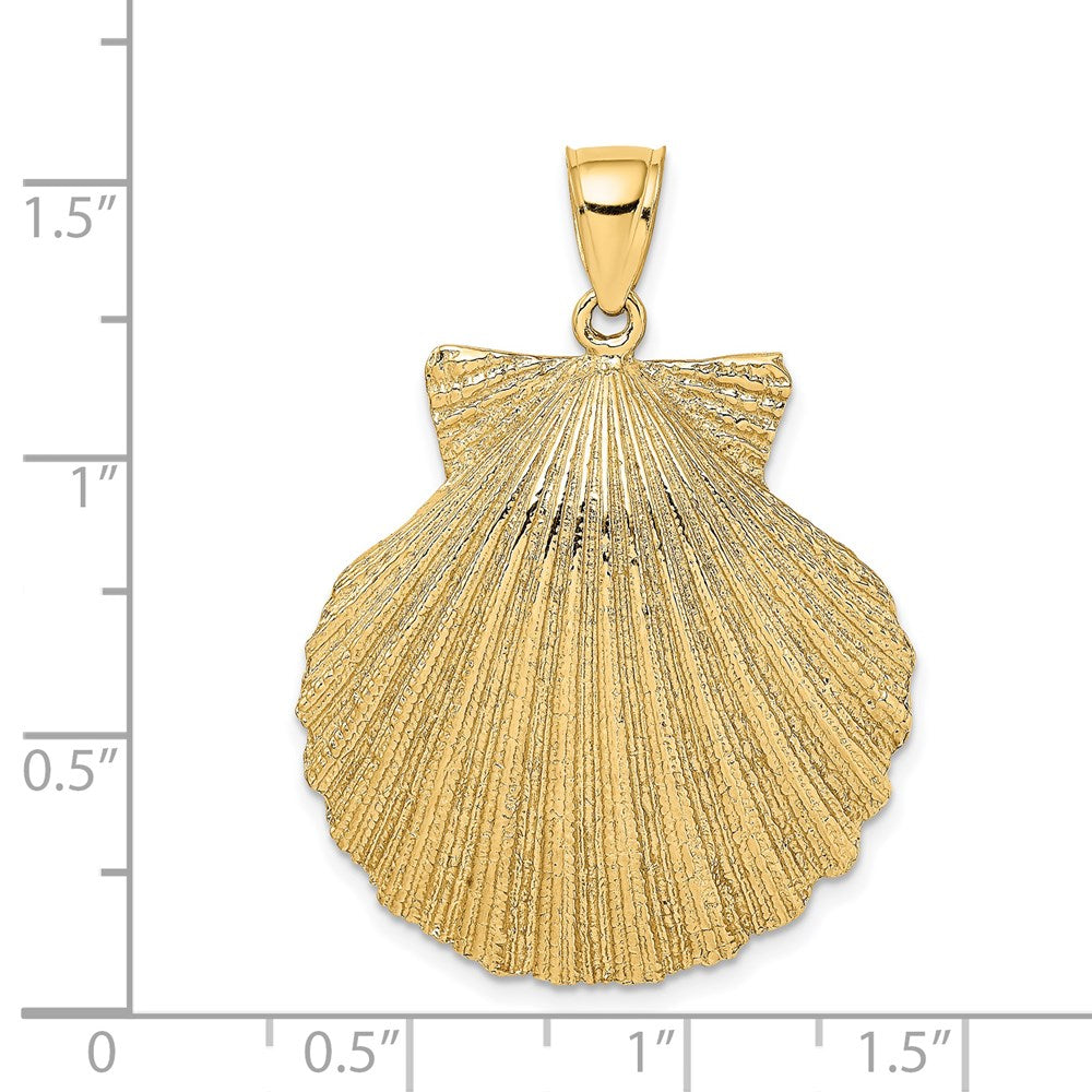 14K Large Textured Scallop Shell Charm