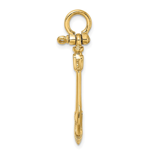 14K 3-D Textured Anchor Charm