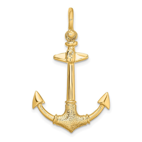 14K 3-D Textured Anchor Charm