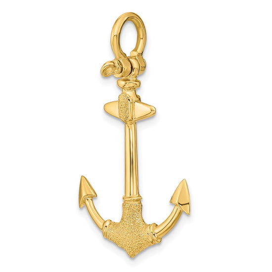 14K 3-D Textured Anchor Charm