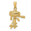 14K 3-D Boat Engine with Moveable Propeller Charm