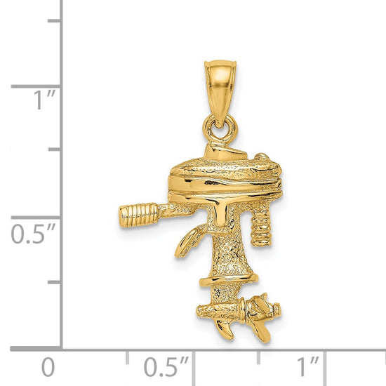 14K 3-D Boat Engine with Moveable Propeller Charm