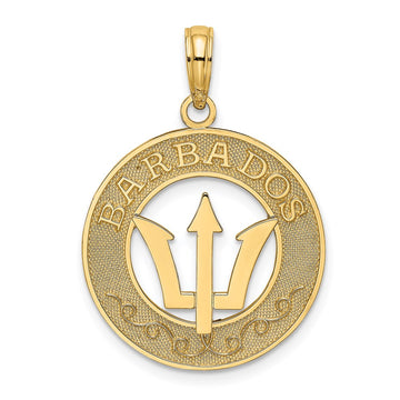 14K BARBADOS with Trident Spear Circle Charm