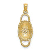 14K 3-D 2 Handles Oval Basket Charm