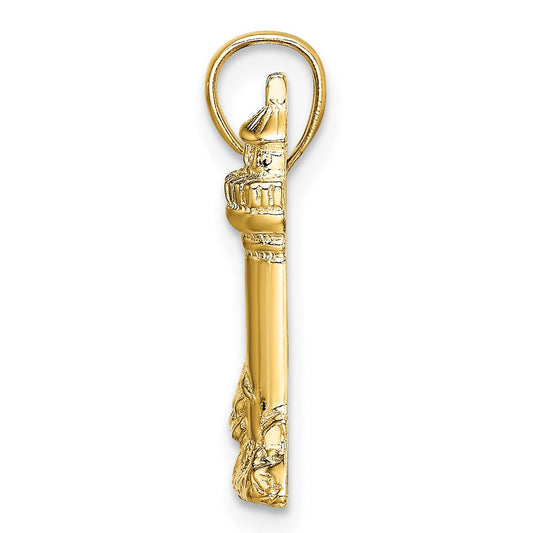 14K 2-D Nubble Lighthouse Charm