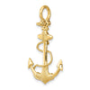 14K 3-D Textured Anchor with Rope and Shackle Bail Charm
