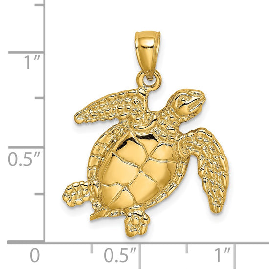 14K Swimming Sea Turtle Charm