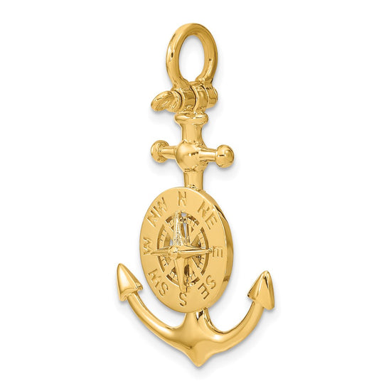 Gold Polished Anchor and Compass Pendants