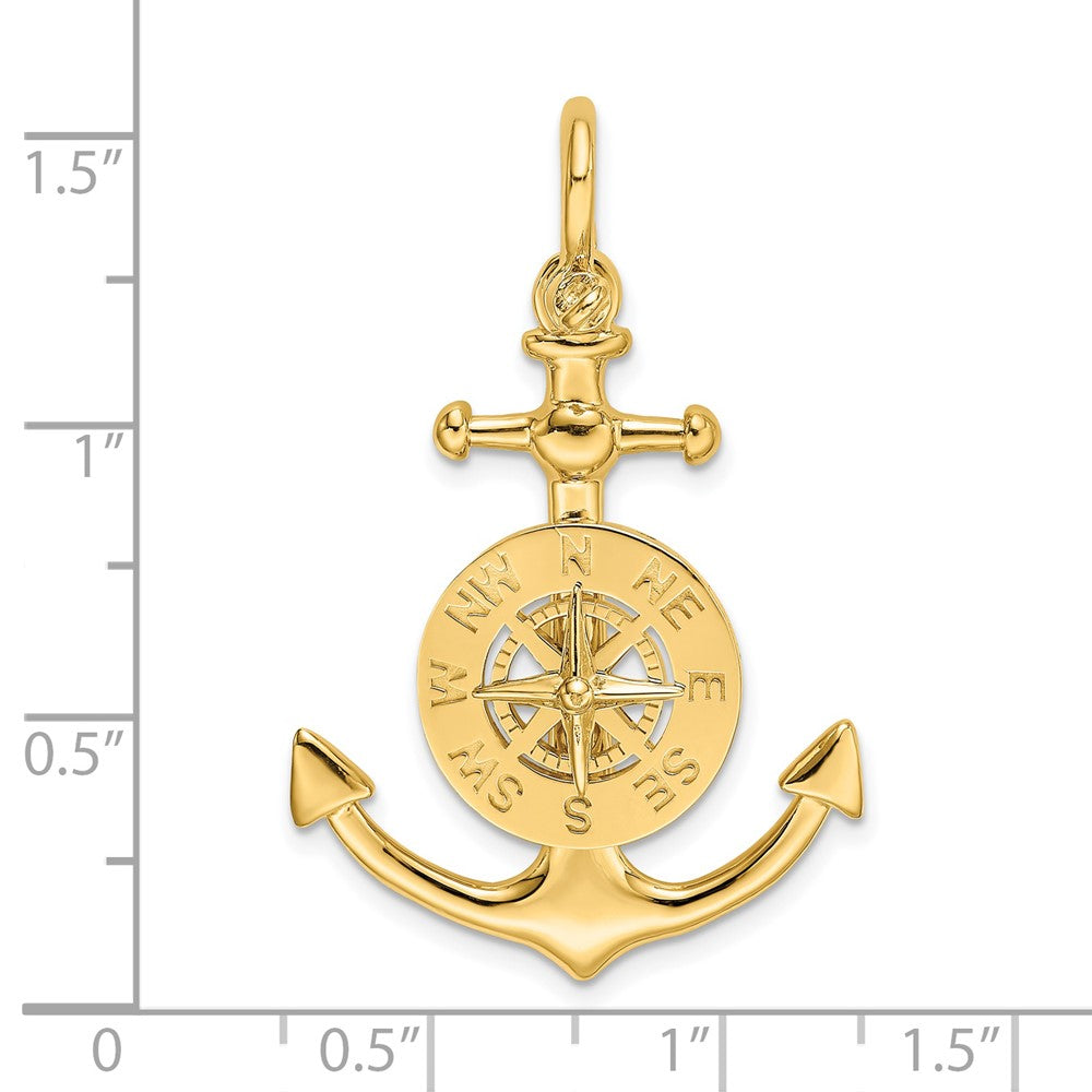 Gold Polished Anchor and Compass Pendants