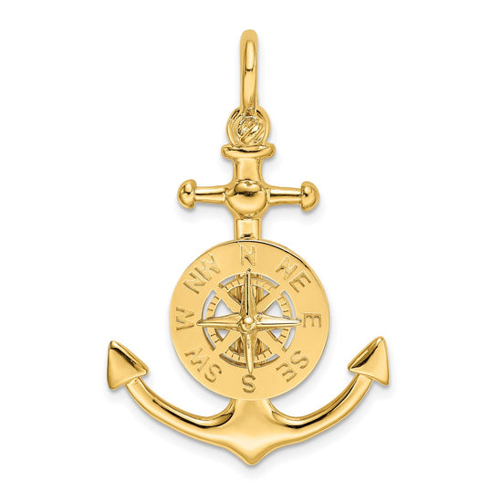 Gold Polished Anchor and Compass Pendants