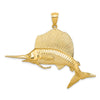 14K Large 3-D Polished and Satin Sailfish Charm