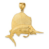 14K Large 3-D Polished and Satin Sailfish Charm
