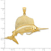 14K Large 3-D Polished and Satin Sailfish Charm