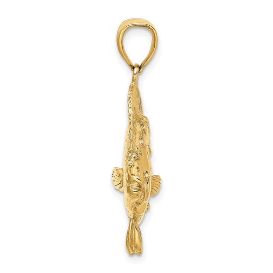 14K Large 3-D Flounder Fish Charm