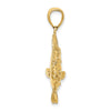 14K Large 3-D Flounder Fish Charm