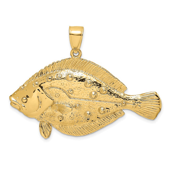 14K Large 3-D Flounder Fish Charm