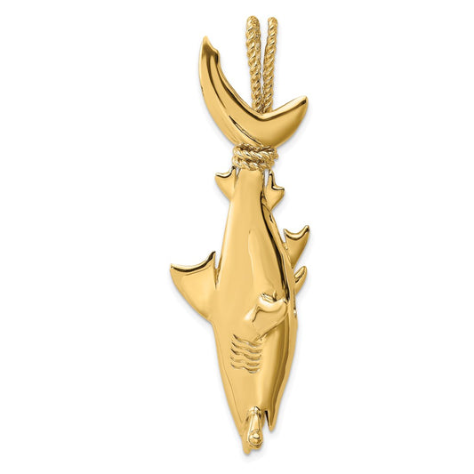 14K 3-D Hammerhead Shark with Rope Bail Charm
